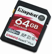 Kingston 64GB Canvas React Plus SD Card SDR2