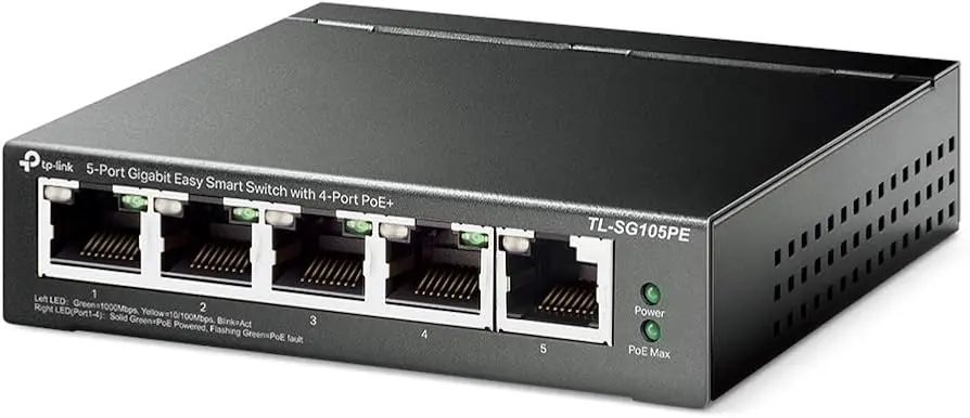 TP-LINK Switch 5 Port Gigabit with 4-Port PoE+ (65w) Up to 250 m PoE Transmission 