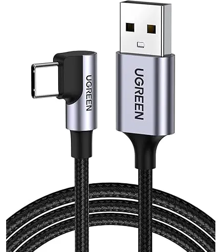 UGREEN USB-A to Angled USB-C Braided Cable, Fast Charge