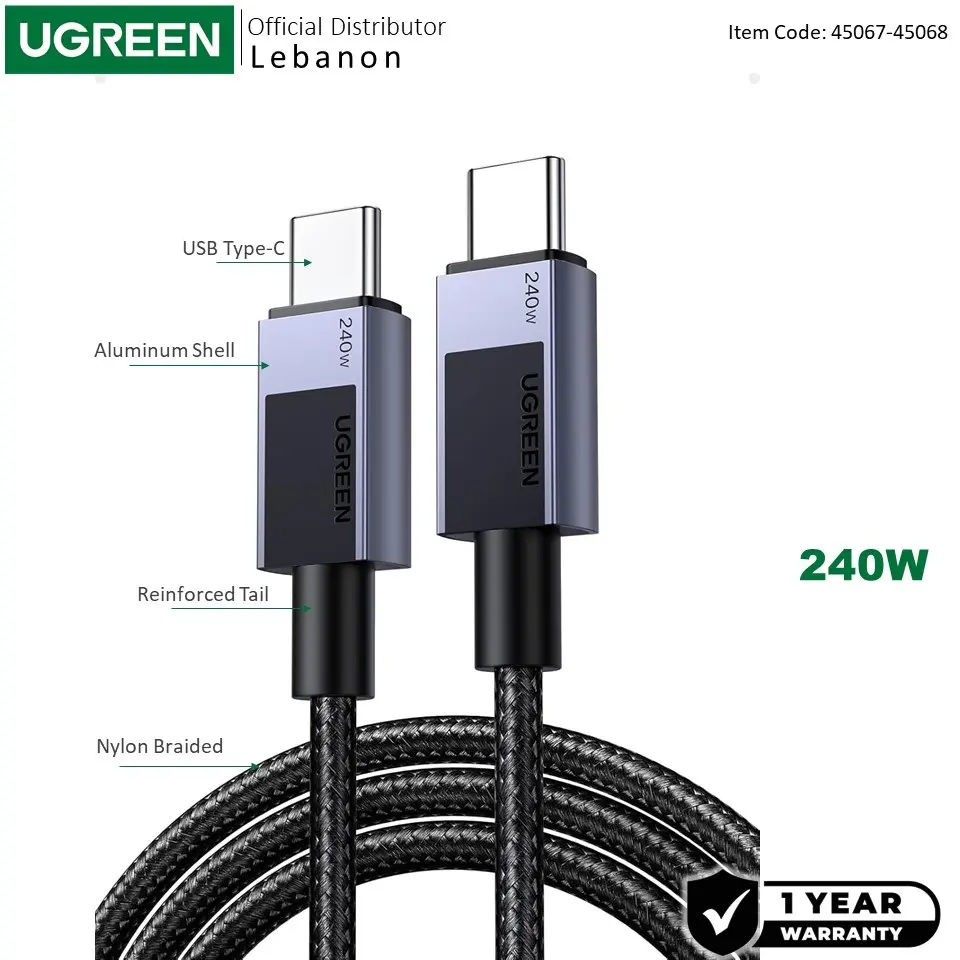 UGREEN USB-C to USB-C 240W Braided Cable & Aluminum Body