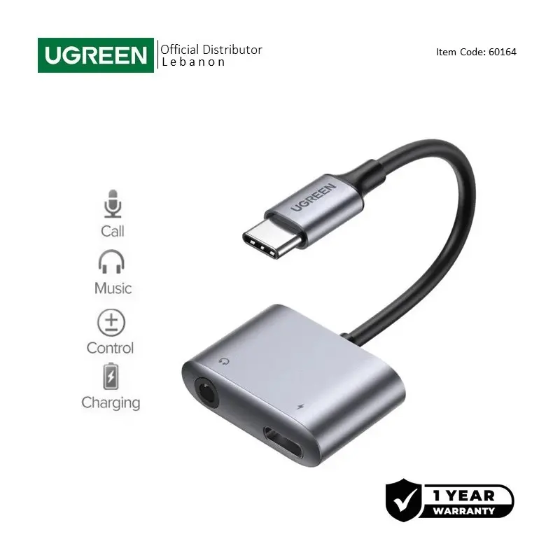 UGREEN 2-in-1 USB C to 3.5mm Headphone & USB-C Charging Port