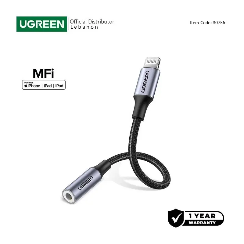 UGREEN Lightning to 3.5mm Audio Female, MFI Apple Certified, Nylon  Braided & Aluminum Body
