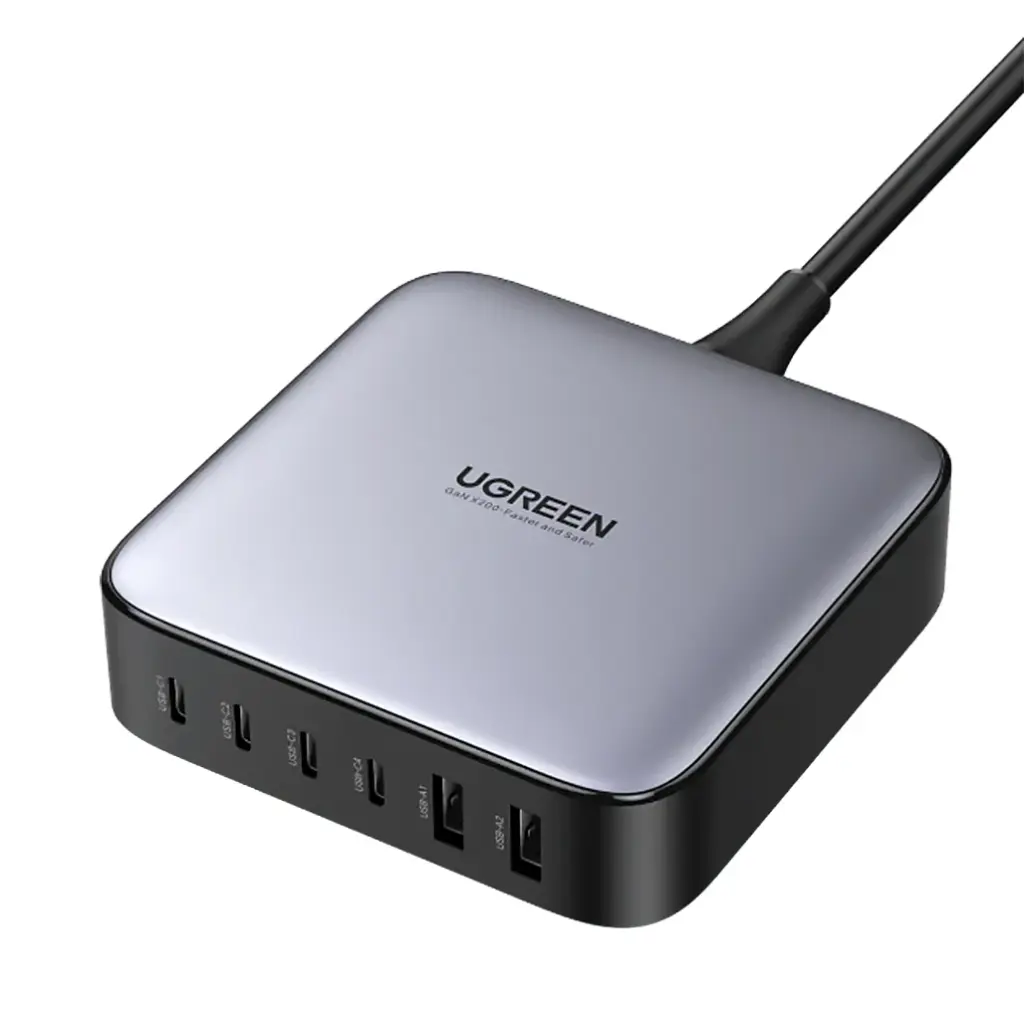 UGREEN NEXODE 200W GaNInfinity Chip, 6 Ports Charger for Phones,  Tablets, Ipads, Laptops & MacBooks