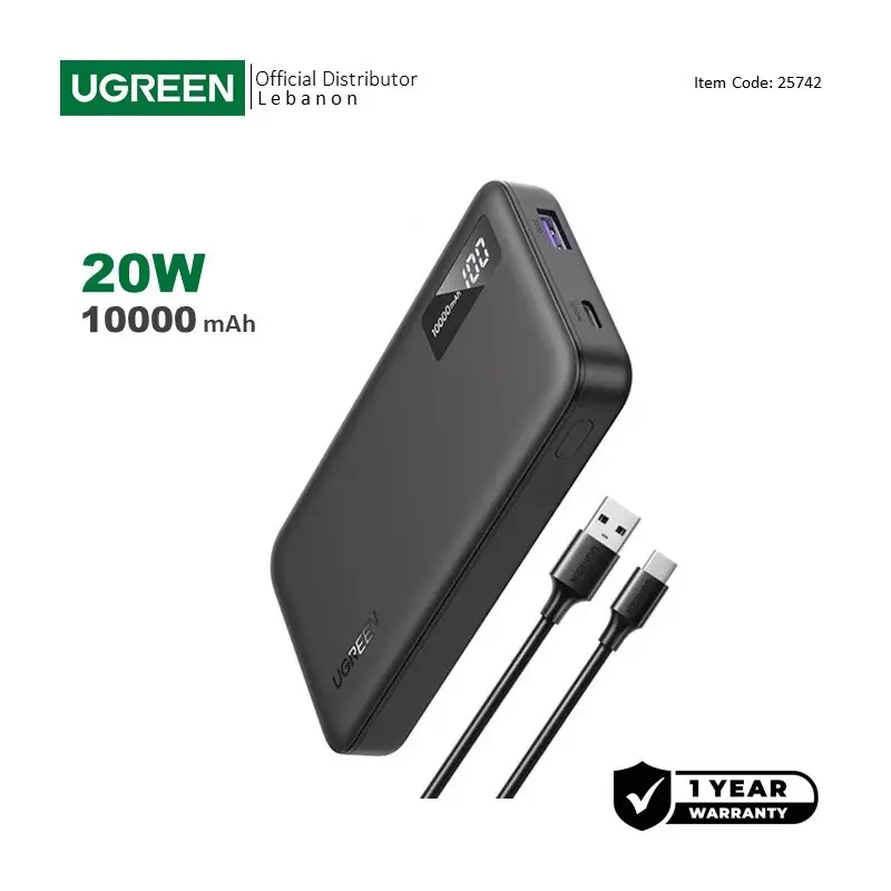 UGREEN Power Bank 20W PD, 3 Ports 10000 mAh, Smart & Fast Charging for Phones,  Tablets, Ipads