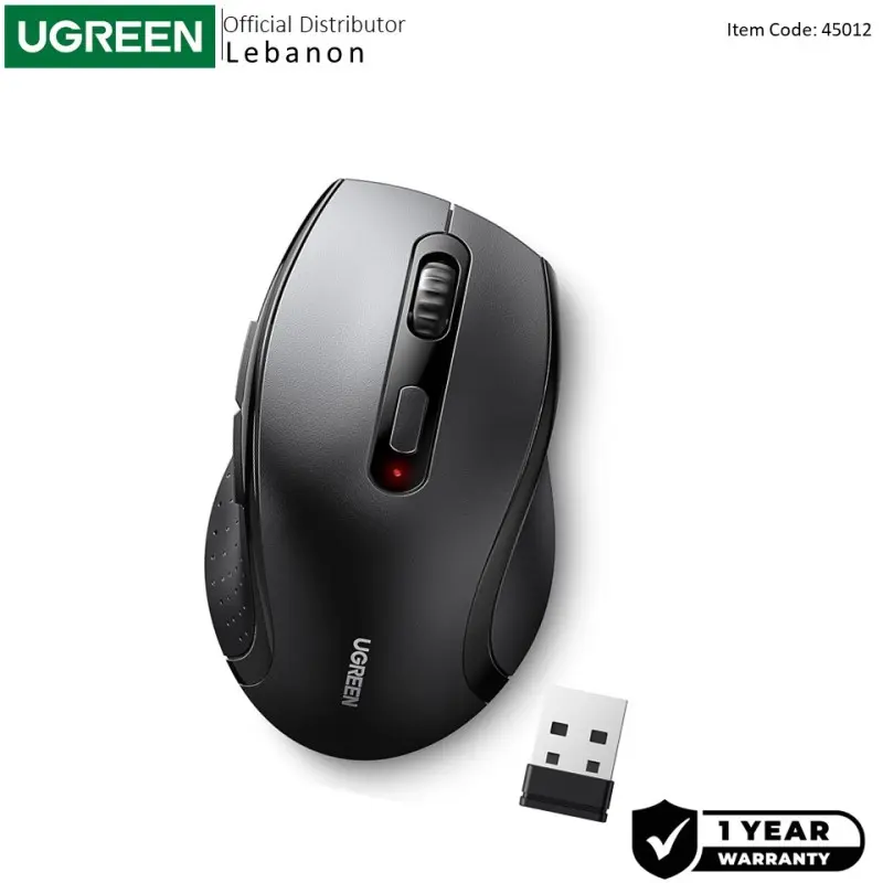  UGREEN Silent Wireless Mouse, 1600DPI, Ergonomic Design for maximum Comfort
