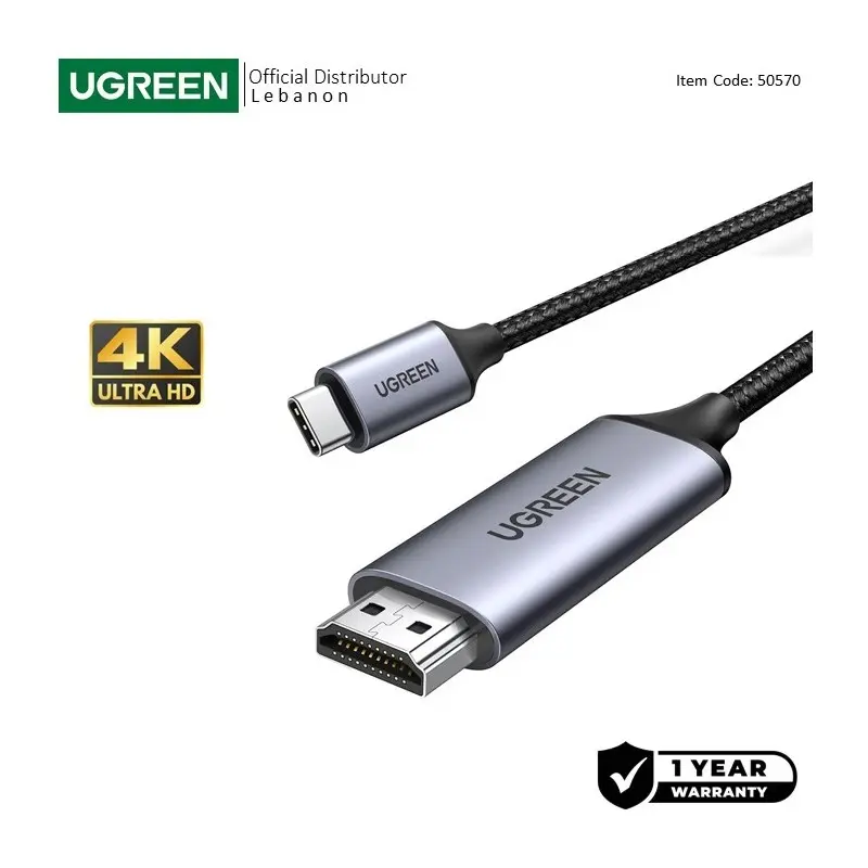  UGREEN USB-C Male to HDMI Male Braided Cable