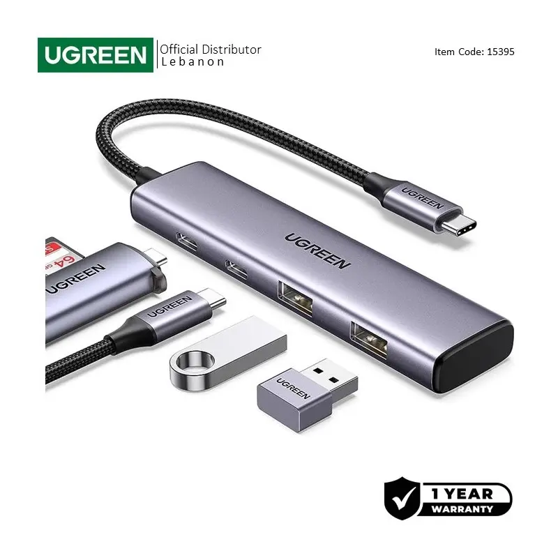  UGREEN USB-C Hub to 4 Ports, 2 USB-C + 2 USB3.0