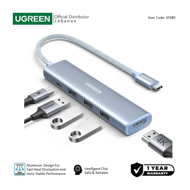UGREEN REVODOK 5-in-1 USB-C HUB Docking Station with Power Port