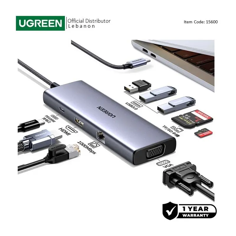 UGREEN 9-in-1 USB-C HUB Docking Station + Power Delivery Port