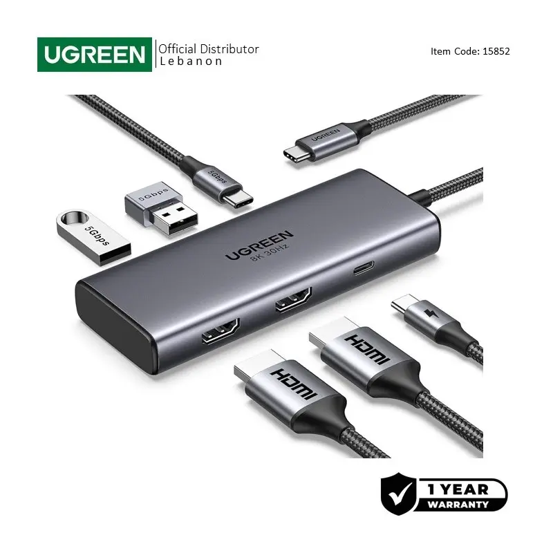UGREEN REVODOK Dual Display 6-in-1USB-C HUB Docking Support Duplicate and  Extended Mode