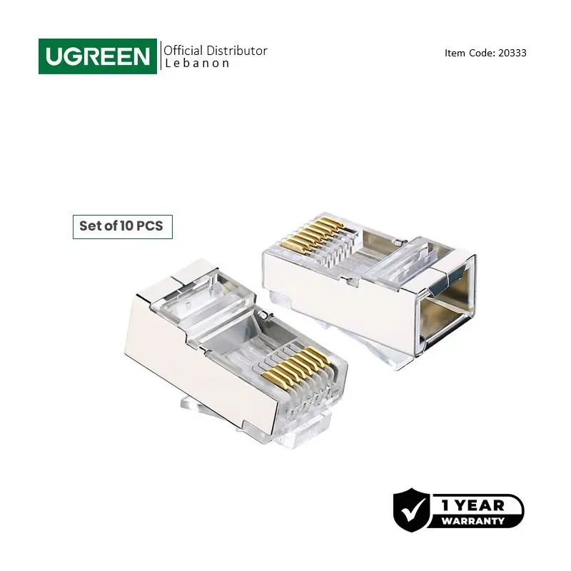  UGREEN Cat6 Connector Ethernet, Set 10pcs Cat6 Shielded Crystal Head RJ45
