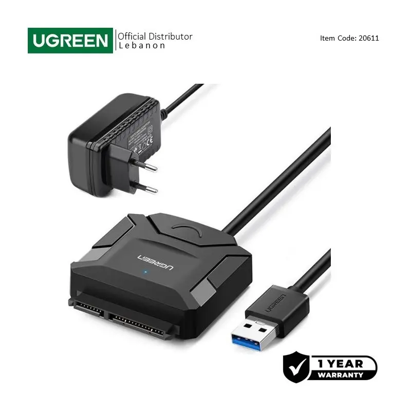 UGREEN USB-A 3.0 to SATA Adapter Cable for 2.5“ & 3.5" HDD and SSD