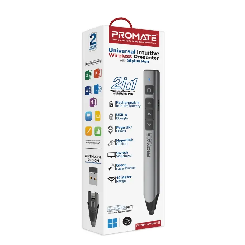 ProPointer-S Universal Intuitive Wireless Presenter with Stylus Pen