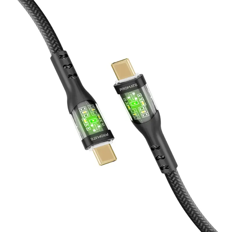 TransLine-CC200 60W Power Delivery Ultra-Fast USB-C Cable with Transparent Shells