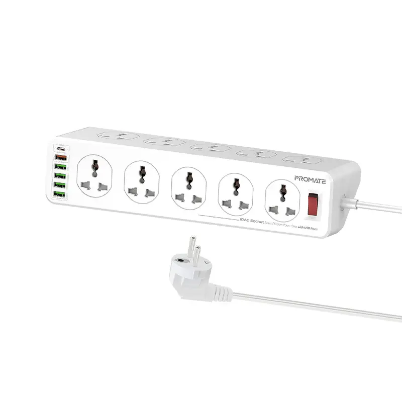 PowerMatrix-5M 10AC Socket Space Efficient Power Strip with USB Ports