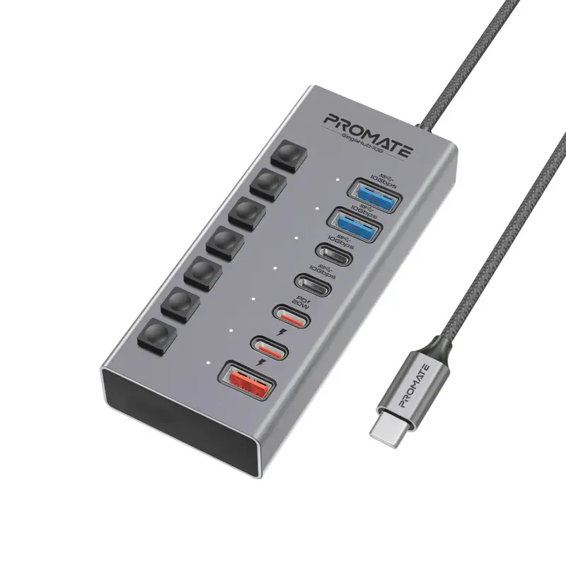 GegaHub-10G 7-in-1 High Speed Multi-Ports 10Gbps Data & Charging Hub 