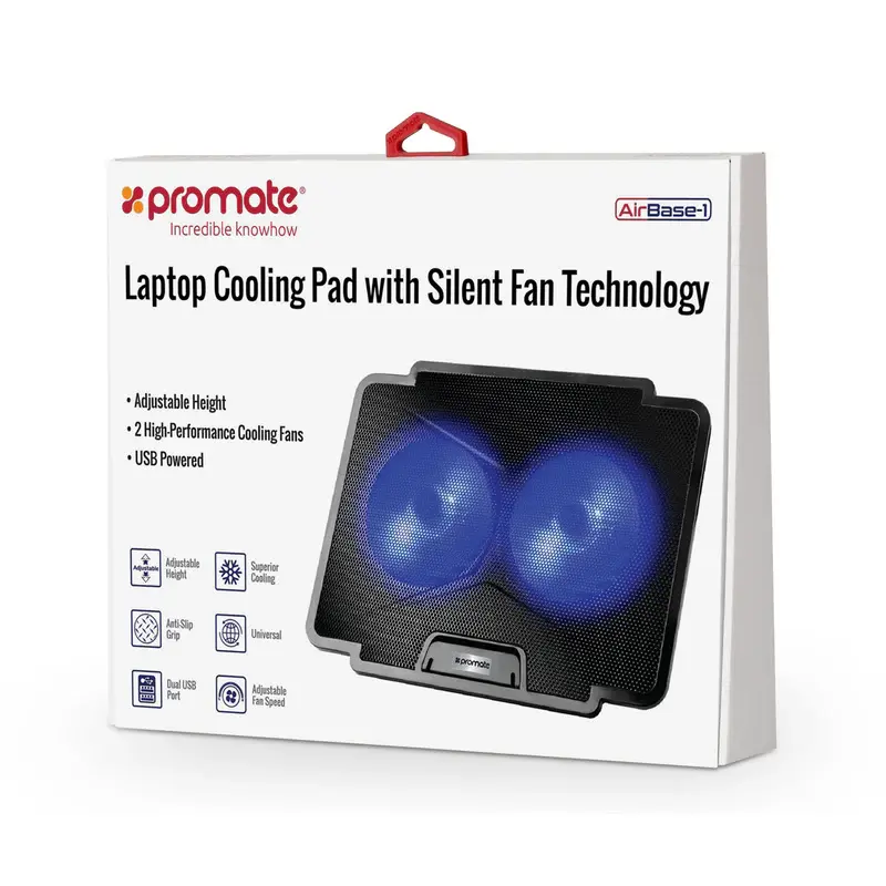 AirBase-1 Laptop Cooling Pad with Silent Fan Technology