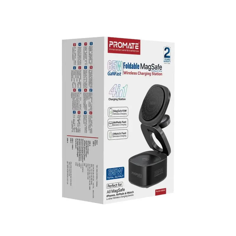 Rubix-65W-UK 65W GaNFast™ Foldable MagSafe Compatible Wireless Charging Station