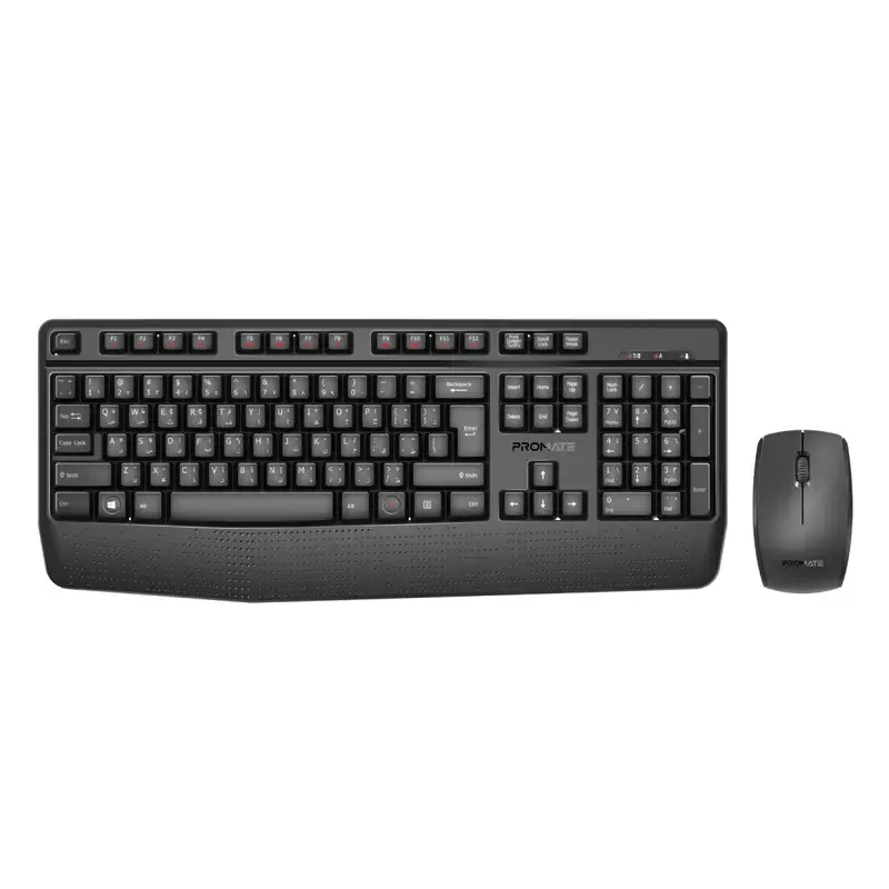 ProCombo-14 Ergonomic Wireless Multimedia Keyboard with Palm Rest and Ambidextrous Mouse