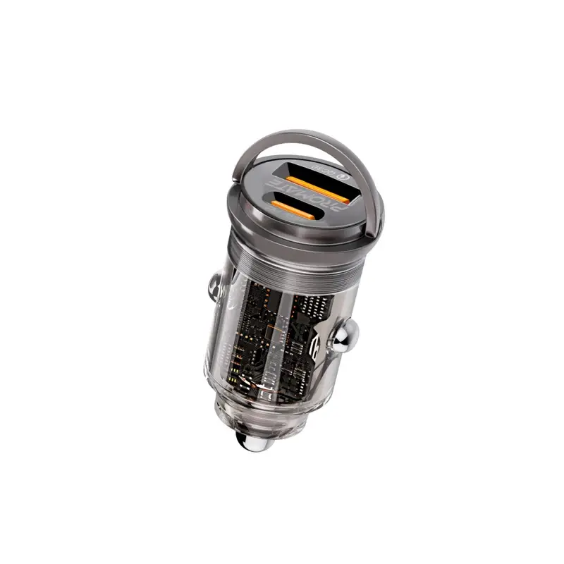 TransDrive-65W 65W RapidCharge™ Transparent Mini Car Charger with Power Delivery & QC 3.0
