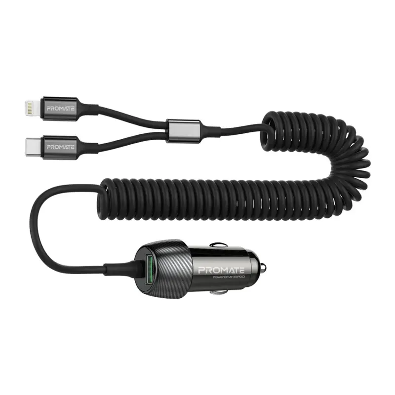 PowerDrive-33PDCI 33W Car Charger with Lightning Connector & USB-C Cable