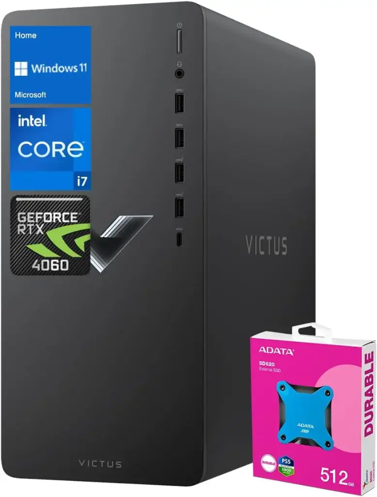 Hp Victus TG02-2000 Gaming Tower, Intel Core I7-14700F, 512GB SSD, 16GB DDR4, Nvidia GeForce RTX 4060 8GB, W11H 