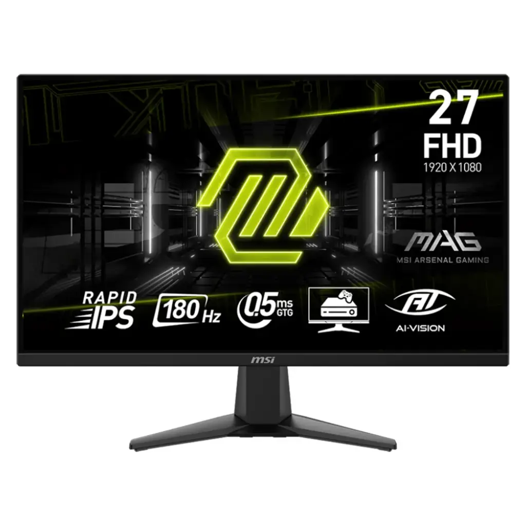 MSI Gaming Monitor 27’’ Flat |0.5ms Response Time GTG|Resolution: 1920x1080| Black|180 Hz | Contrast Ratio:1000:1| Ports: 2 HDMI, 1 Display Port, 1 Headphone Jack, 1 USB Ports 1 Head Phone Out 