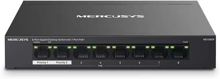 TP-LINK Switch Mercusys 8-Port Gigabit Desktop Switch with 7-Port PoE+ (65w) 