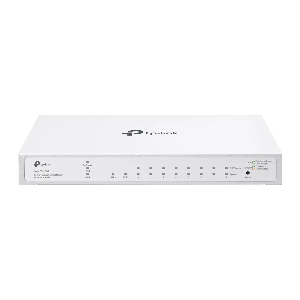 TP-Link Switch 10-Port Gigabit Smart with 8-Port PoE+ (61w) and 2× Gigabit SFP slots 