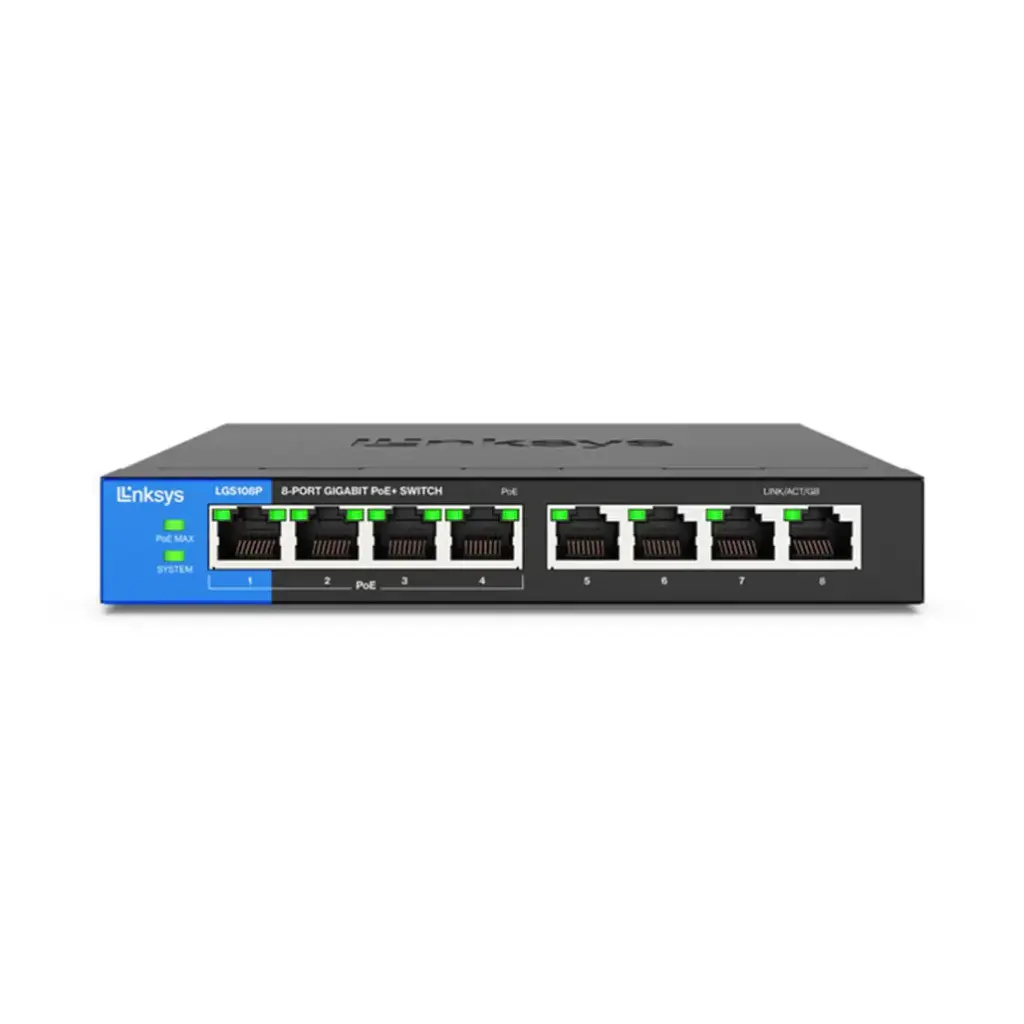 Linksys  Unmanaged Switch 8 Port Gigabit with 4-Port PoE+ (50W)  LGS108P-EU 