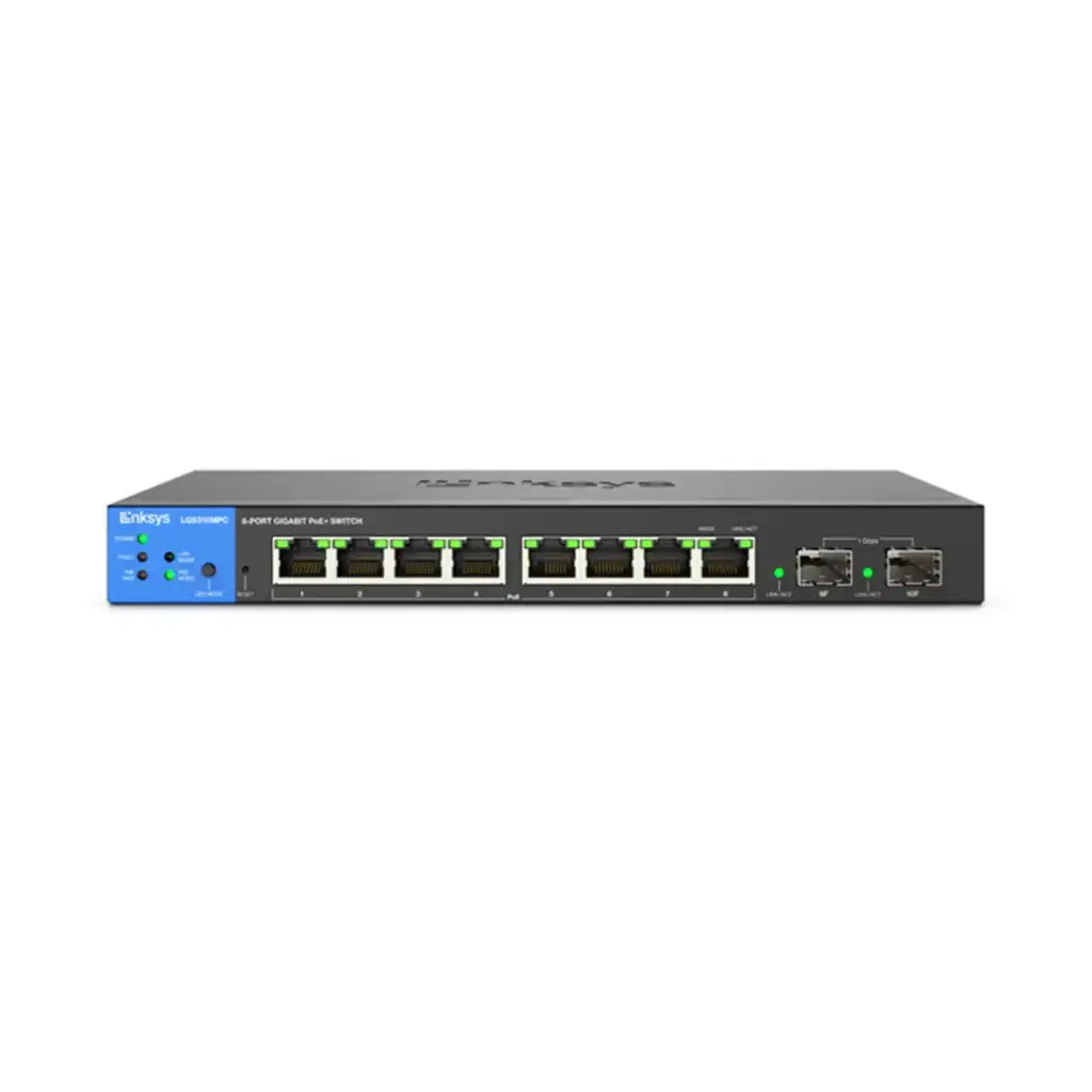 Linksys  Managed Switch Gigabit 8-port PoE+  (110 W) With 2Port 1G SFP LGS310MPC 