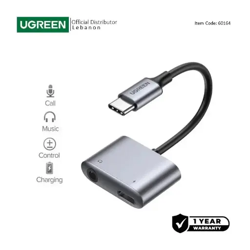 UGREEN 2-in-1 USB C to 3.5mm Headphone & USB-C Charging Port