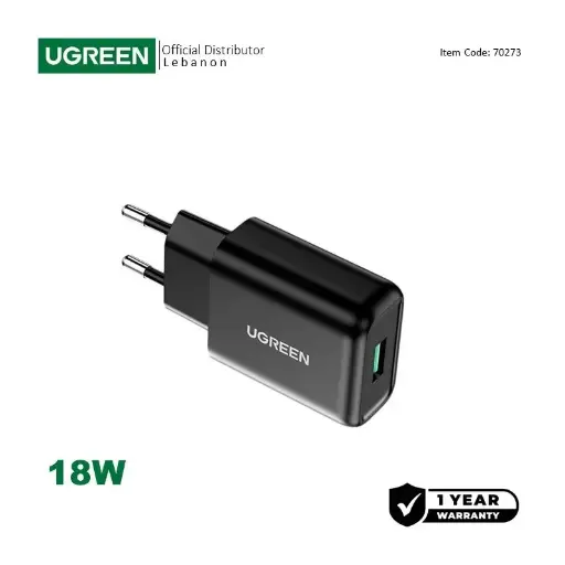UGREEN 18W QC3.0 USB-A Smart & Fast Charger for Phones, Tablets & Ipads