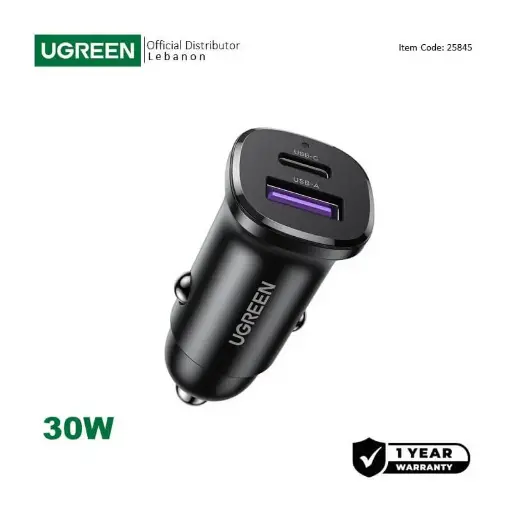  UGREEN 30W Dual Port Fast Car Charger, for Phones, Tablets & Ipads