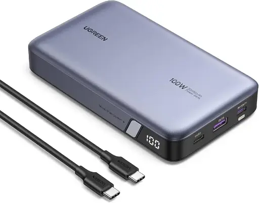 UGREEN Power Bank 100W, 3 Ports, 20000 mAh, for Laptops, MacBooks, Smartphones,  Tablets, ipads