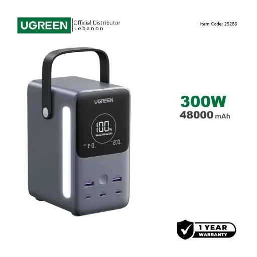 UGREEN Power Bank 300W 5 Ports, 48000 mAh for Laptops, MacBooks, Smartphones,  Tablets, ipads ; * Smart Digital Display