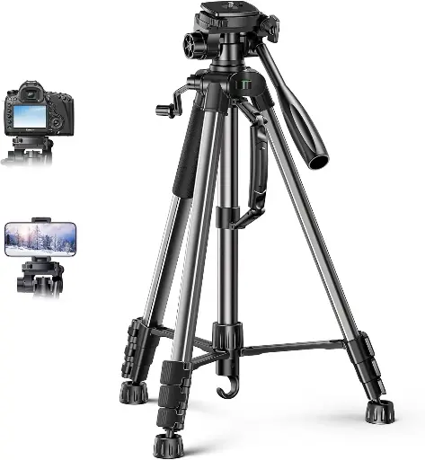 UGREEN Professional Camera Tripod Adjustable Height from 53.5 to 175cm with Mobile  Phone Holder and Travel Bag