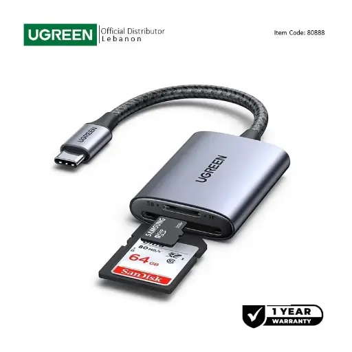  UGREEN USB-C High Speed 2-in-1 Card Reader, supPorts SD/Micro SD/TF/SDHC/SDXC/Micro  SDHC/Micro SDXC/MMC