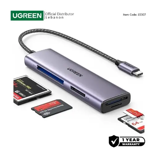 UGREEN USB-C High Speed 4-in-1 Card Reader, supPorts SD/Micro SD/SDXC/SDHC/MMC/RS MMC/MS/MS Pro/CF UHS-I 