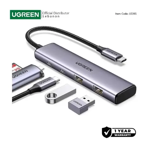  UGREEN USB-C Hub to 4 Ports, 2 USB-C + 2 USB3.0