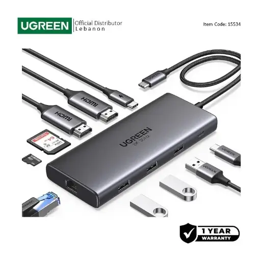UGREEN REVODOK Dual Display 10-in-1 USB-C HUB Docking Station Support  Duplicate and Extended Mode