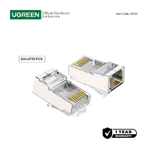  UGREEN Cat6 Connector Ethernet, Set 10pcs Cat6 Shielded Crystal Head RJ45