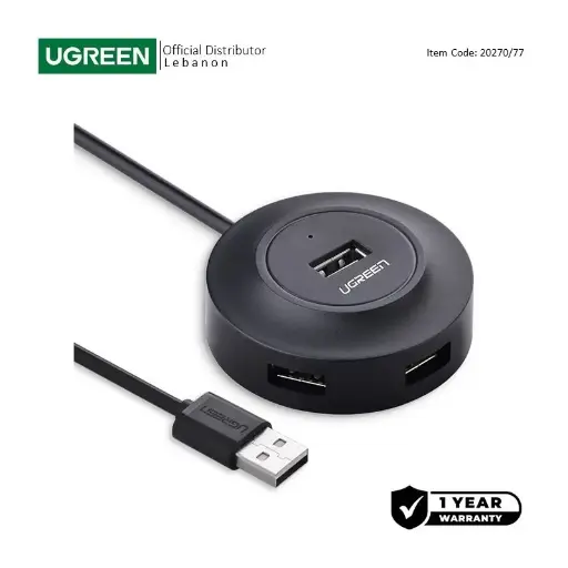 UGREEN USB 2.0 to 4- Port USB 2.0 Hub, with Power Port