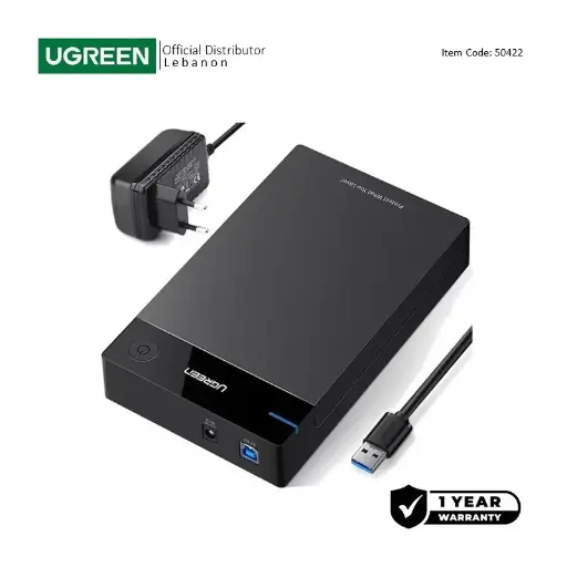 UGREEN USB 3.0 Enclosure for 2.5 & 3.5 inch HDD/SSD with power adapter 