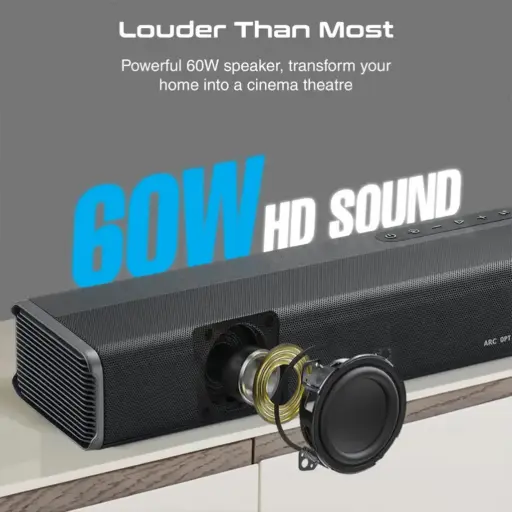 CastBar-60 60W Ultra-Slim SoundBar with Built-in Subwoofer
