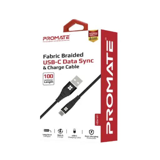 cCord-1 Fabric Braided USB-C Data Sync & Charge Cable