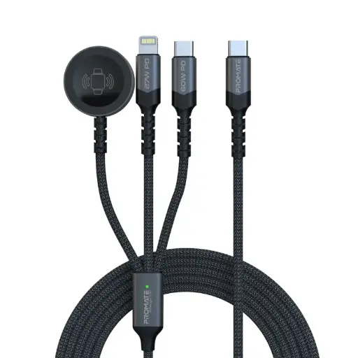 iCharge-Trio 5-in-1 Multi-Connector Cable for Charging & Data Transfer with Apple Watch Charger