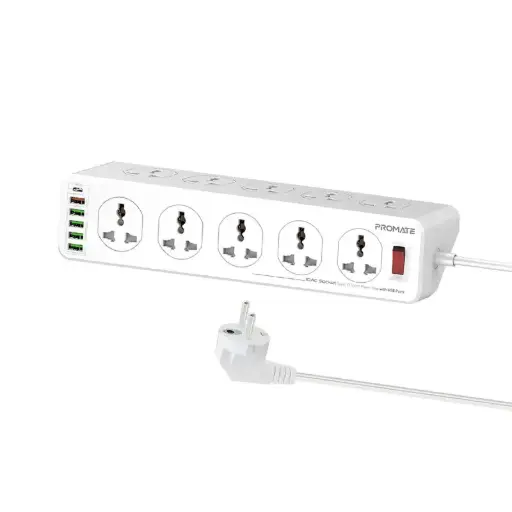 PowerMatrix-5M 10AC Socket Space Efficient Power Strip with USB Ports