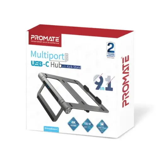 Promate 9-in-1 Multiport USB-C Hub with Laptop Stand | PrimeBase-C