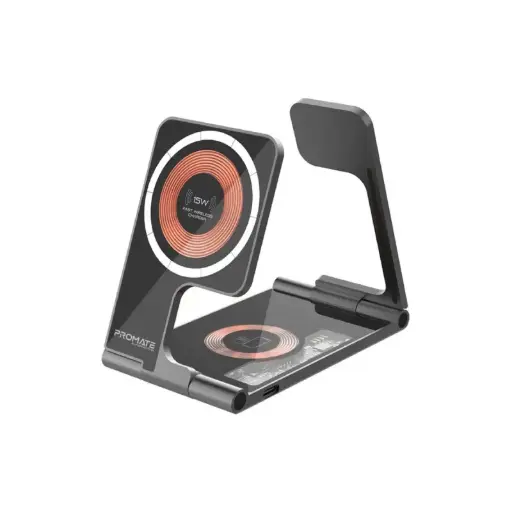 AuraFold-Trio Ultra-Slim Transparent Foldable 15W MagSafe compatible Wireless Charging Station